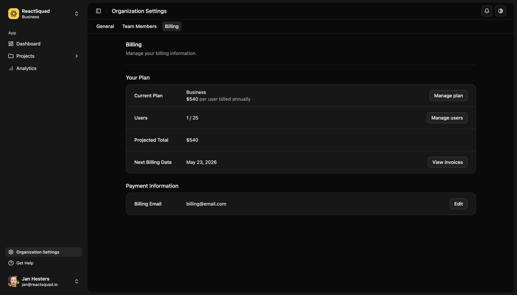 Billing (dark)